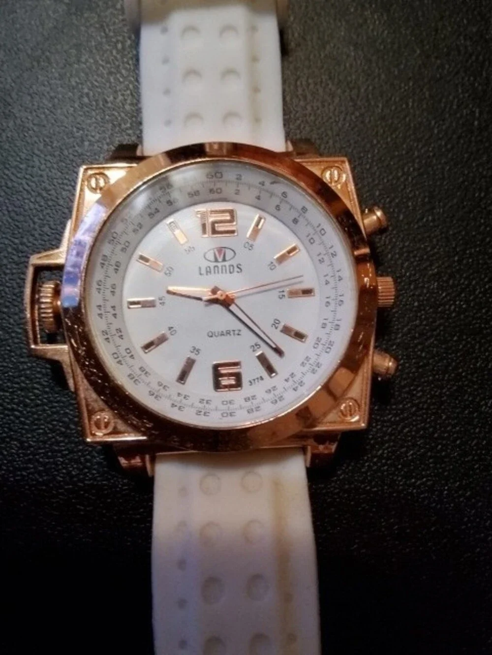 White Silicone Strap Watch with Rose Gold Case